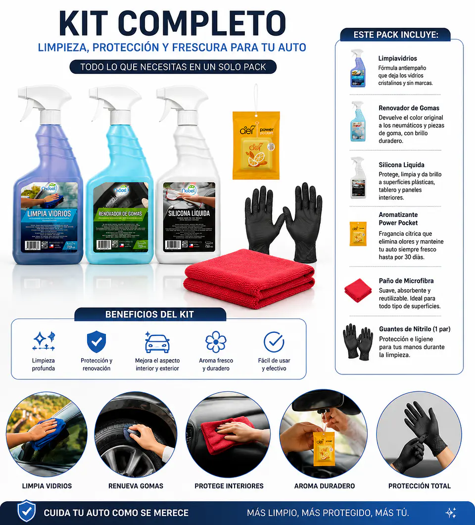 Pack kit lavado de auto con atomatizante automotriz 5