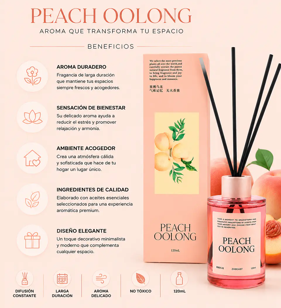 Difusor De Ambiente aromatizante hogar durazno 2