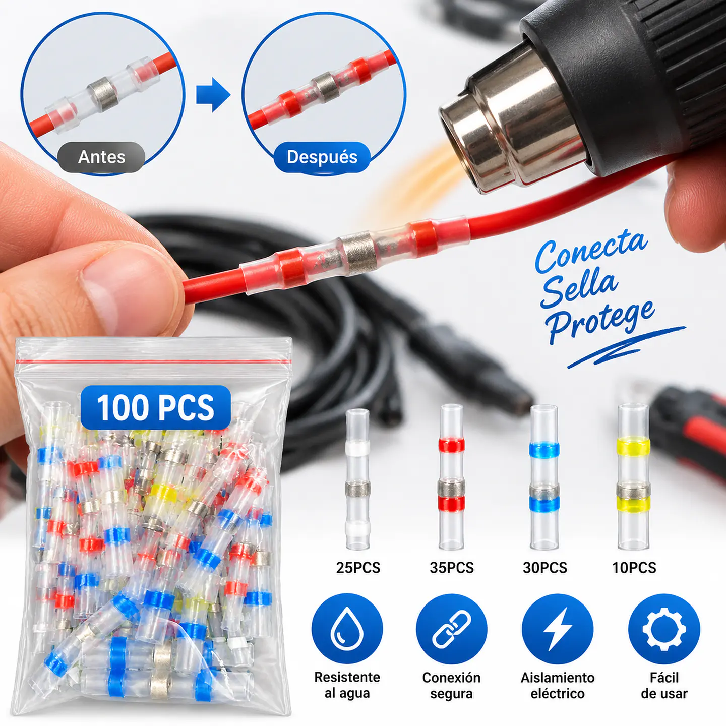 Kit Terminales Conector De Cable Eléctrico Aislado 3