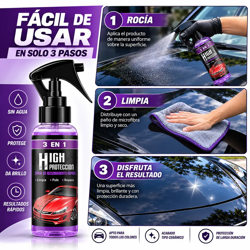 Spray De Revestimiento Cerámico Para Automóviles 3 En 1, 2 U 3