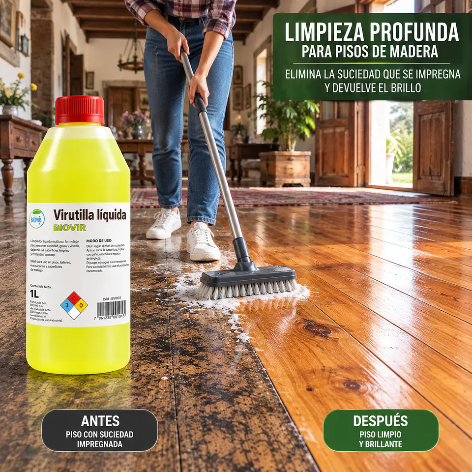 Virutilla liquida 1 litro para remover suciedad pisos de madera 3