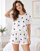 Pijama De Algodon Blanco Diseño Corazones Blanco Corazones M - Miniatura 5