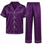 Pijama Satin Largo Diseño Unico Otoño Verano Lila Liso L - Miniatura 1