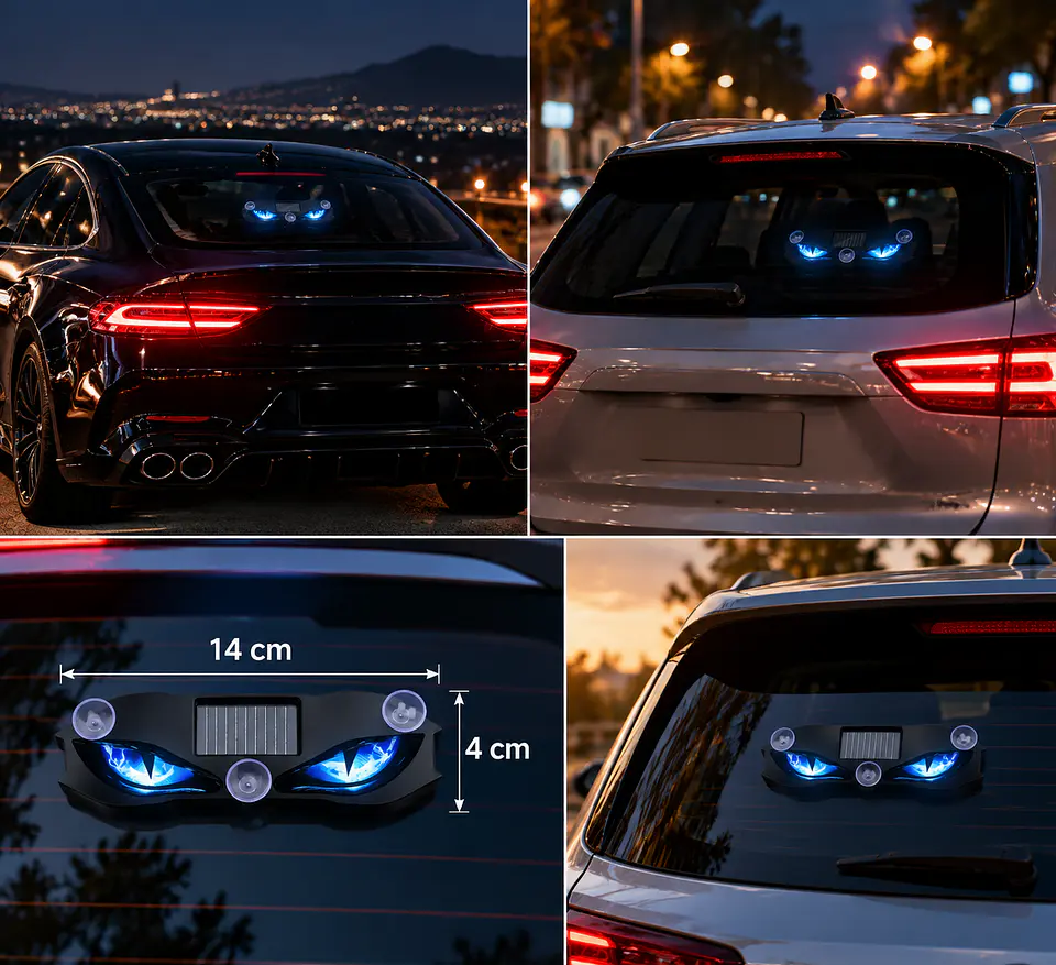 Luz Solar Led Ojos De Diablo Para Parabrisas Auto Con Sensor 2