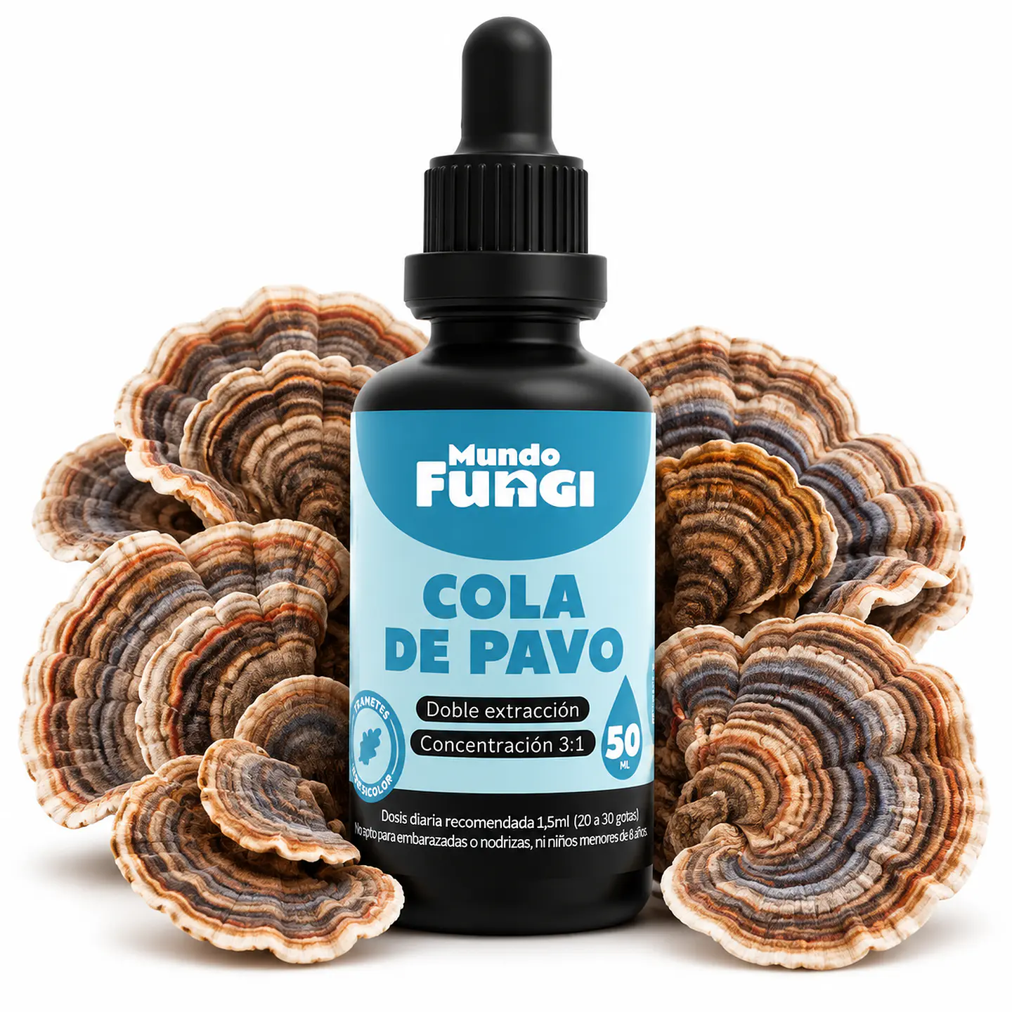 Cola De Pavo En Gotas Extracto 50 Ml | Mundo Fungi suplemento 1