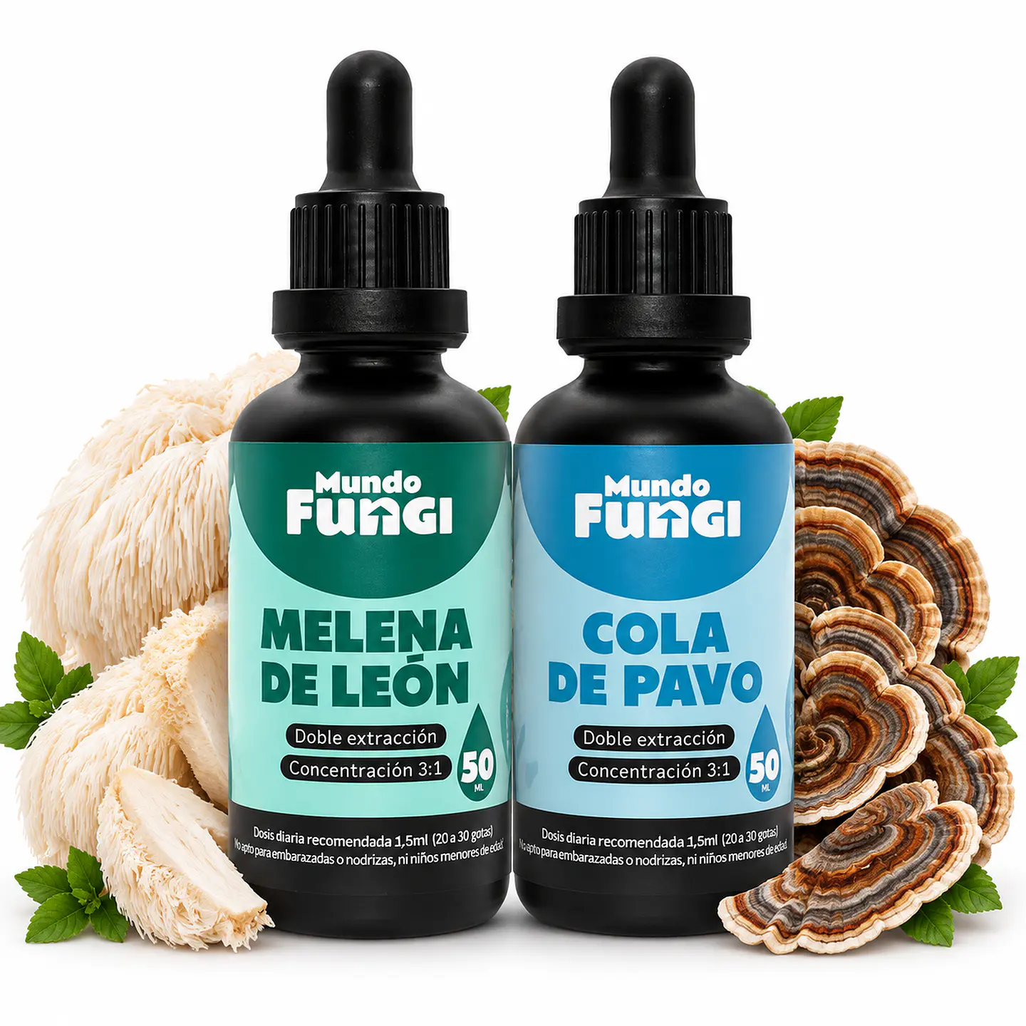 Pack X2 Melena León + Cola de pavo suplemento 50ml suplemento 1