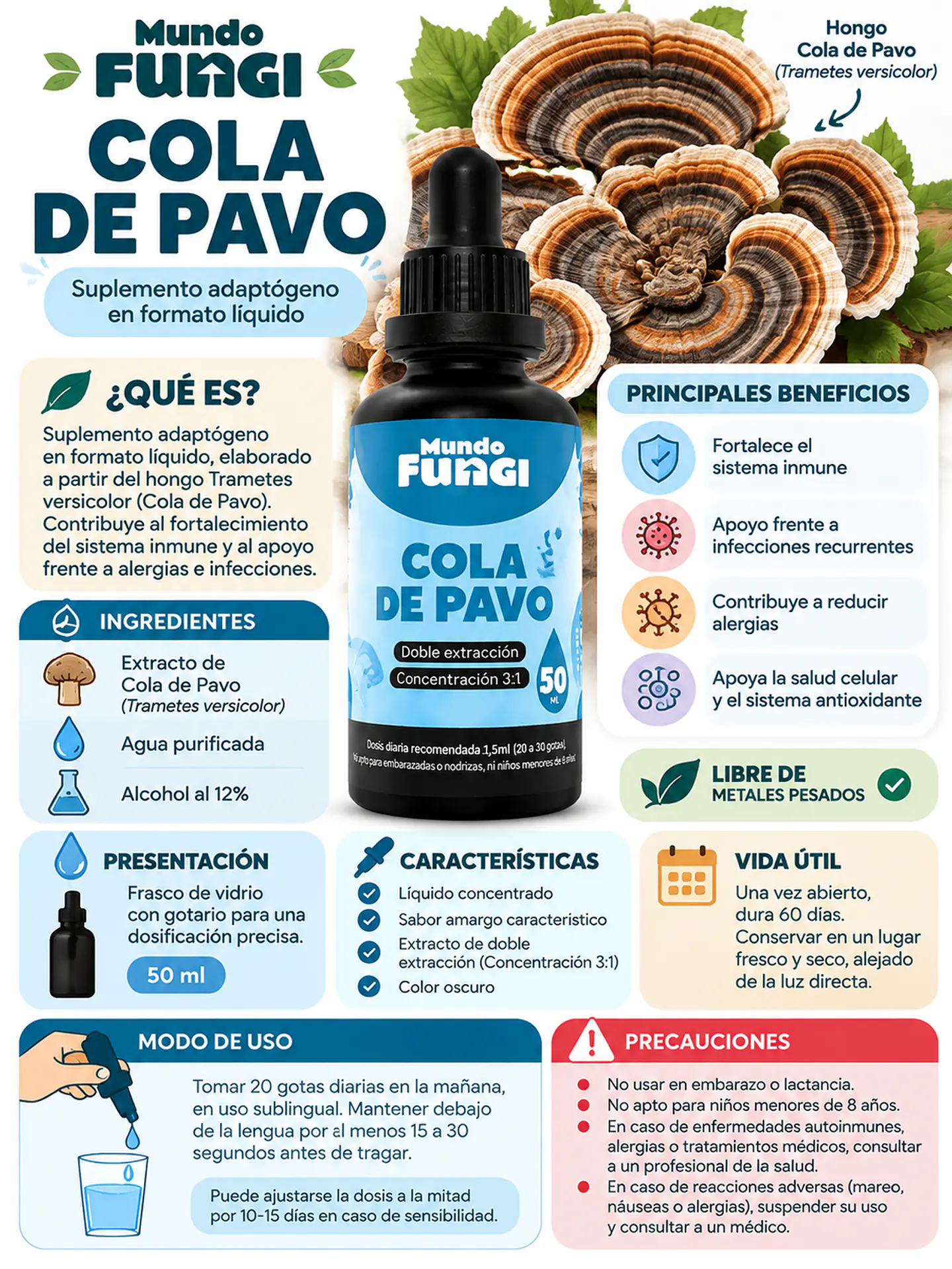 Pack X2 Melena León + Cola de pavo suplemento 50ml suplemento 3