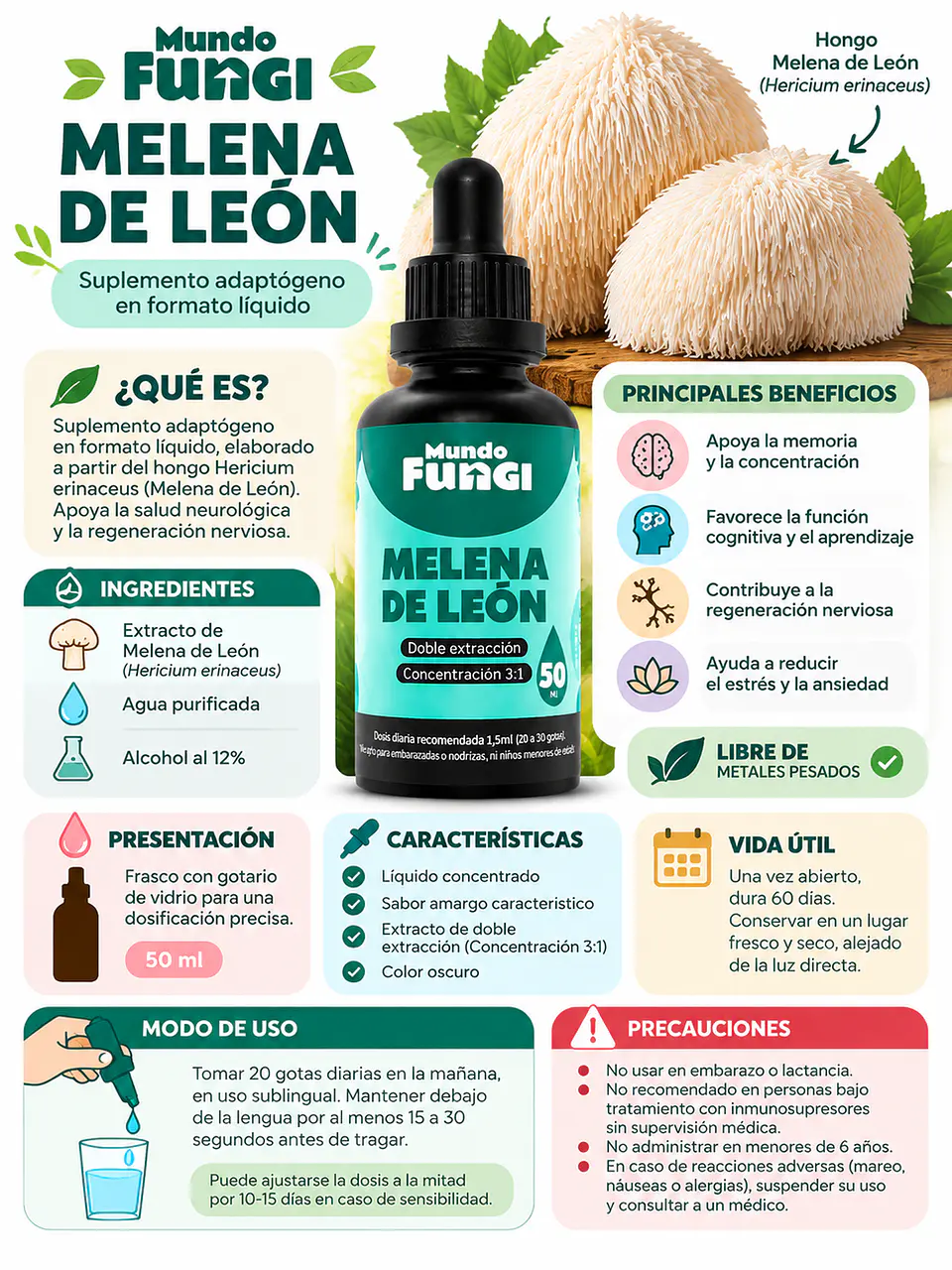 Pack X2 Melena León + Cola de pavo suplemento 50ml suplemento 4