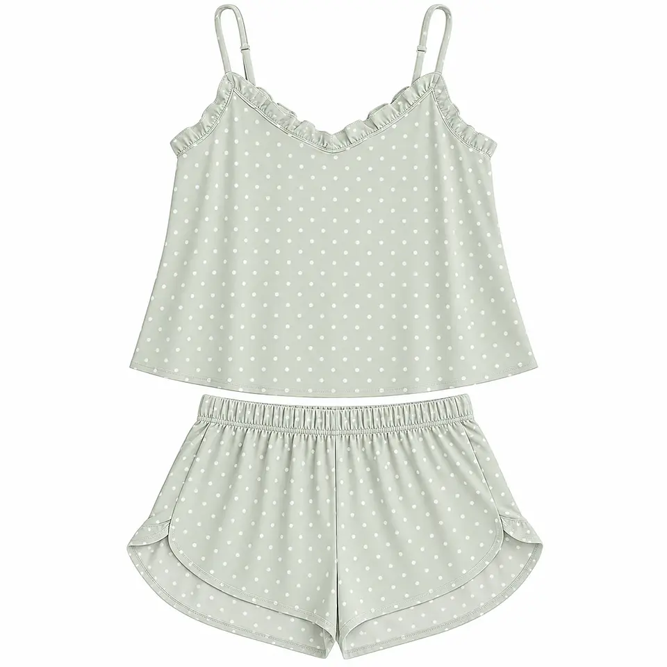 Pijama de viscosa para mujer verano verde 1