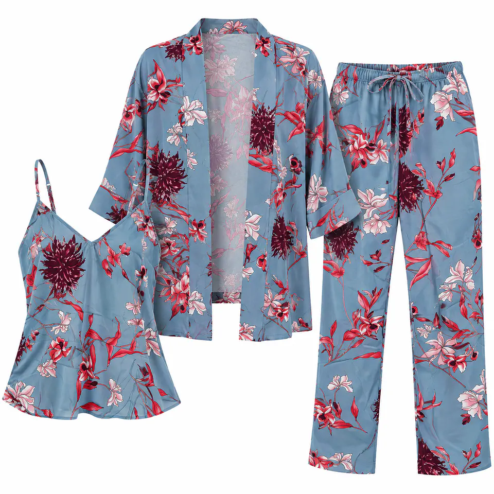 Pijama De Viscosa Con Diseño Floreado Para Mujer 1
