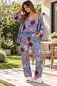 Pijama De Viscosa Con Diseño Floreado Para Mujer - Miniatura 3