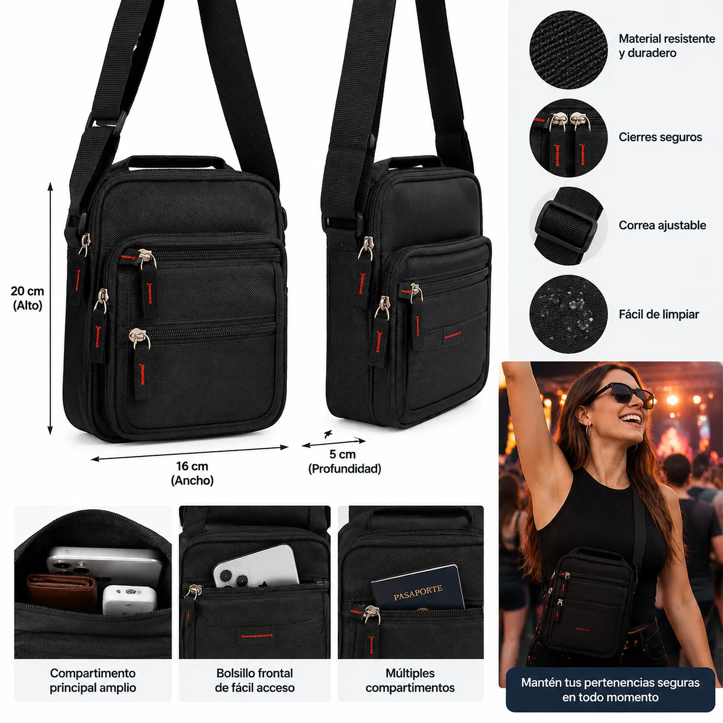 Bolso Impermeable Banano Bandolera Cruzado Unisex guardar 4