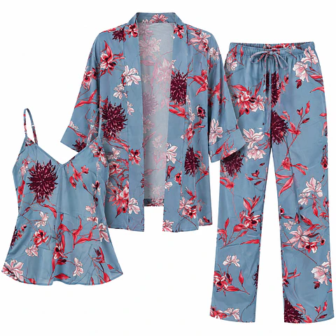 Pijama De Viscosa Con Diseño Floreado Para Mujer