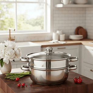 Olla Vaporera 3 piezas 24 cms acero inoxidable