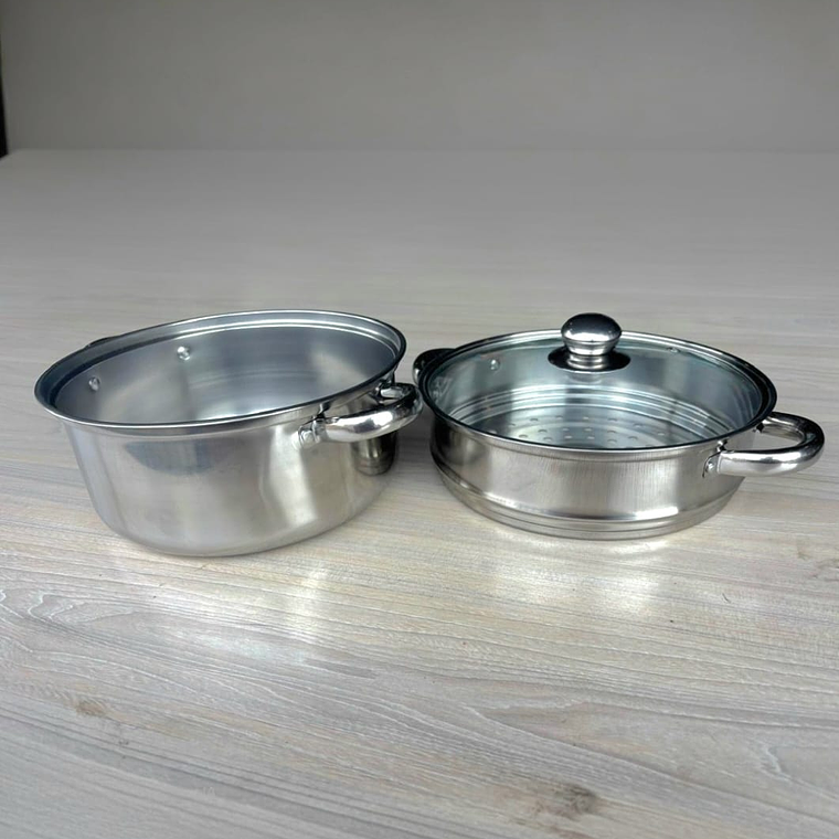 Olla Vaporera 3 piezas 24 cms acero inoxidable 2