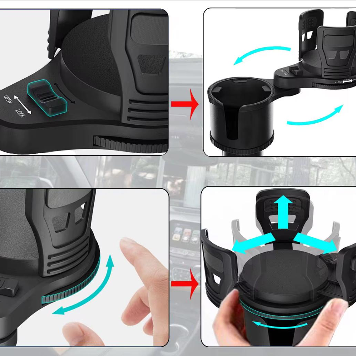 Porta Vaso Doble Ajustable Para Autos Multifuncional Negro 5