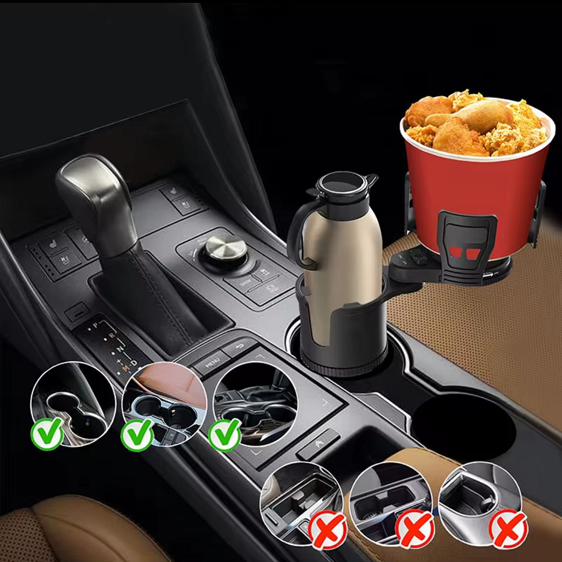 Porta Vaso Doble Ajustable Para Autos Multifuncional Negro 3