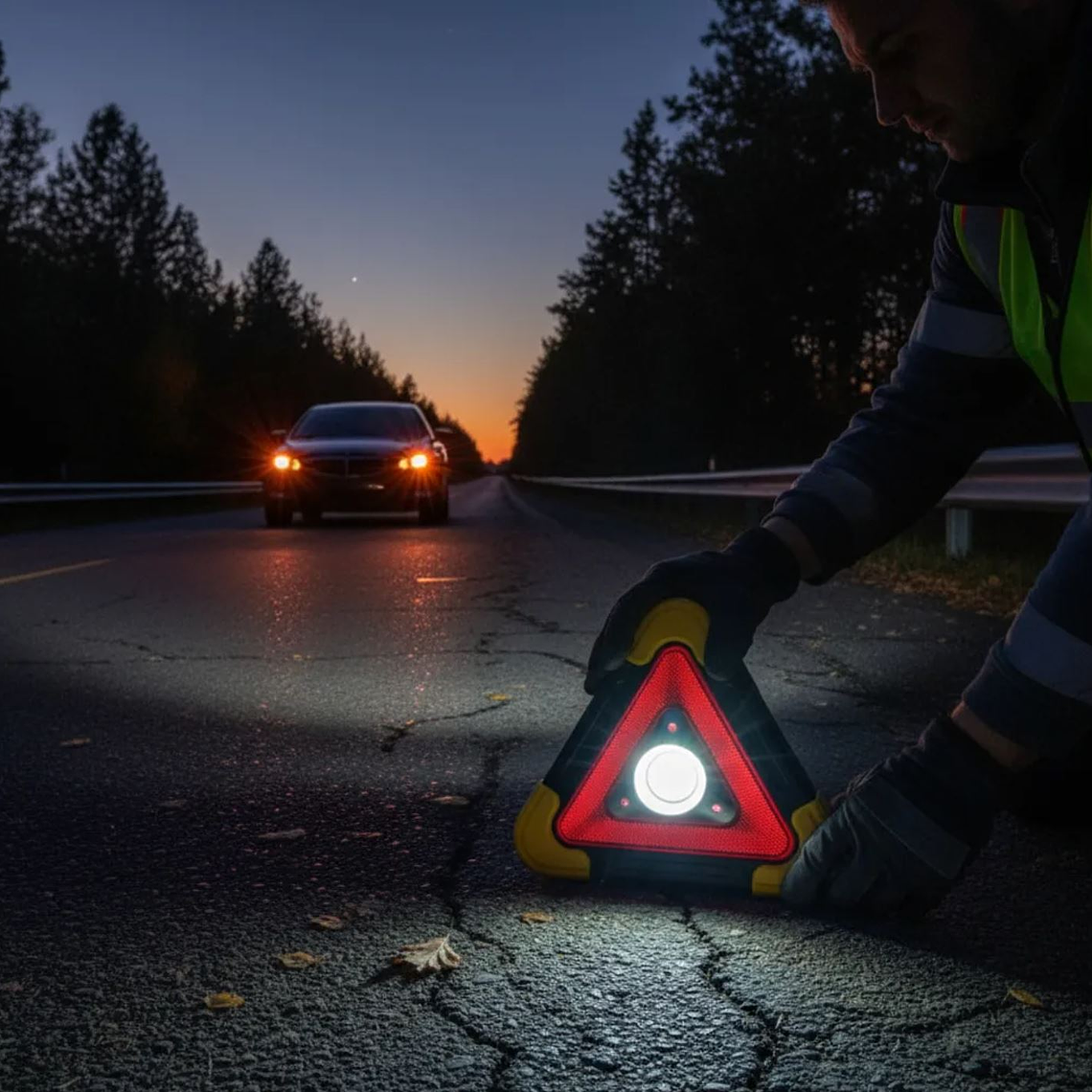 Linterna Led Triangulo De Emergencia Vehicular Solar 4