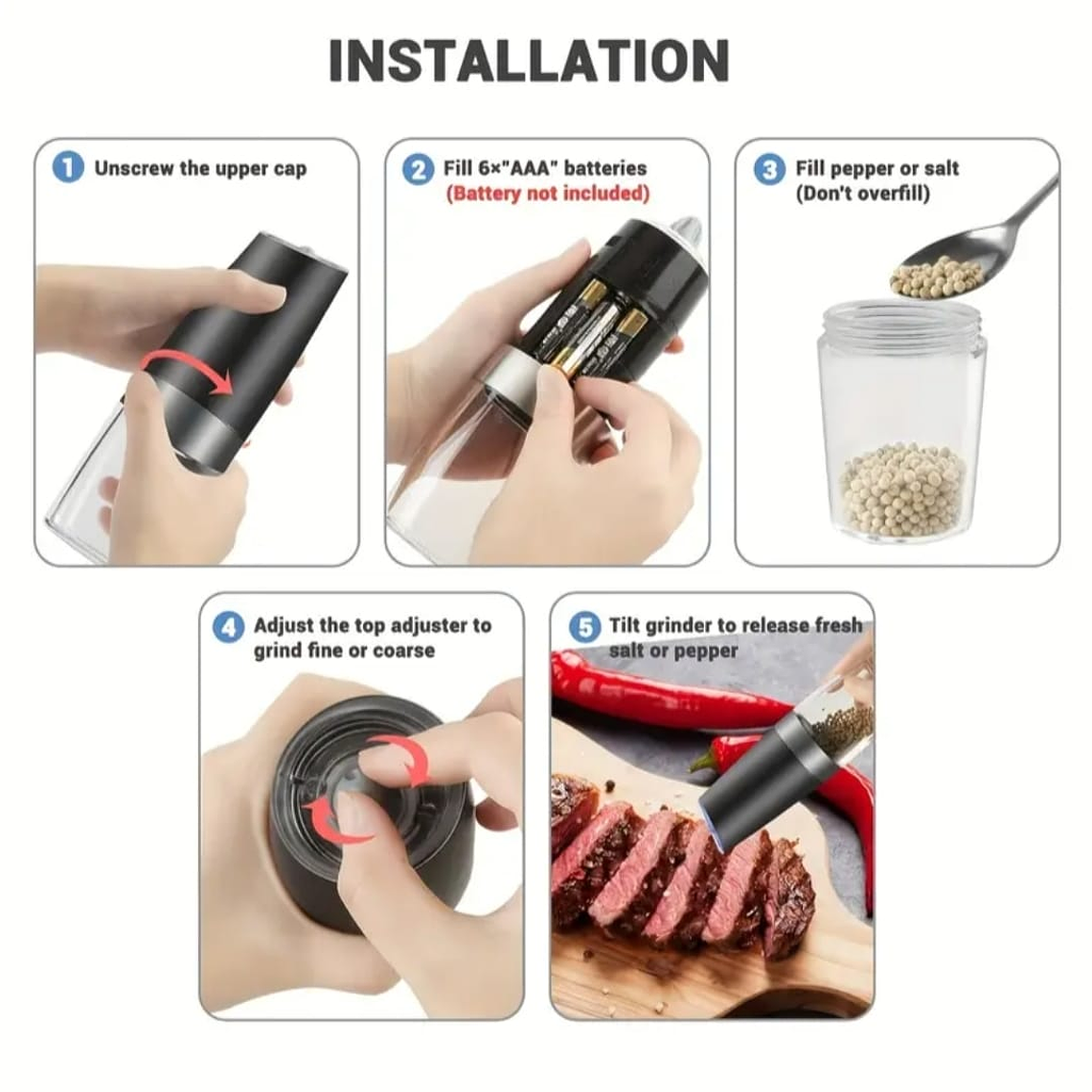 Pack 2 Molinillos Para Sal y Pimienta 3