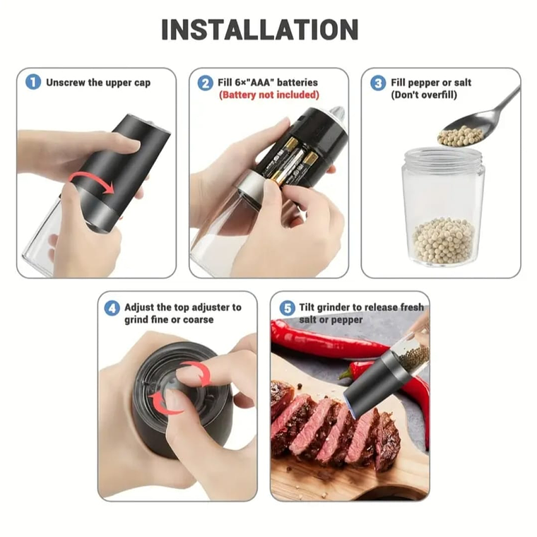 Pack 2 Molinillos Para Sal y Pimienta 3