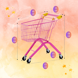 Carrito de supermercado metálico ROSADO