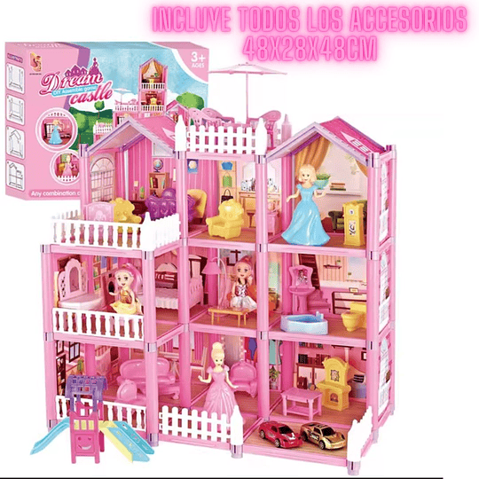 Casa de muñecas 220 pcs armable con accesorios para amoblar y muñequitas