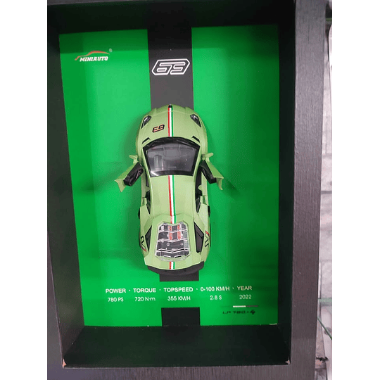 Lamborghini Aventador Ultimae '63' Livery Verde Mate - Cuadro Exhibidor 3D Frame de Colección