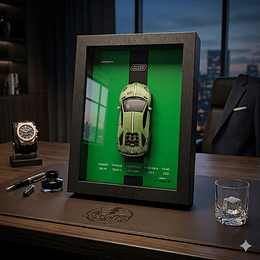 Lamborghini Aventador Ultimae '63' Livery Verde Mate - Cuadro Exhibidor 3D Frame de Colección