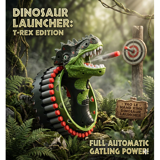 ¡Diversión Prehistórica! Pistola Dinosaurio Dispara Dardos de forma automaticacon Batería Recargable