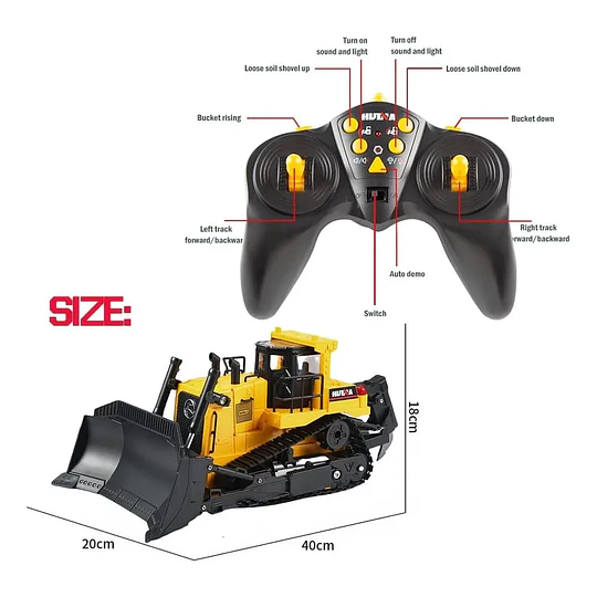 Bulldozer RC Huina 1554 a Escala 1:16