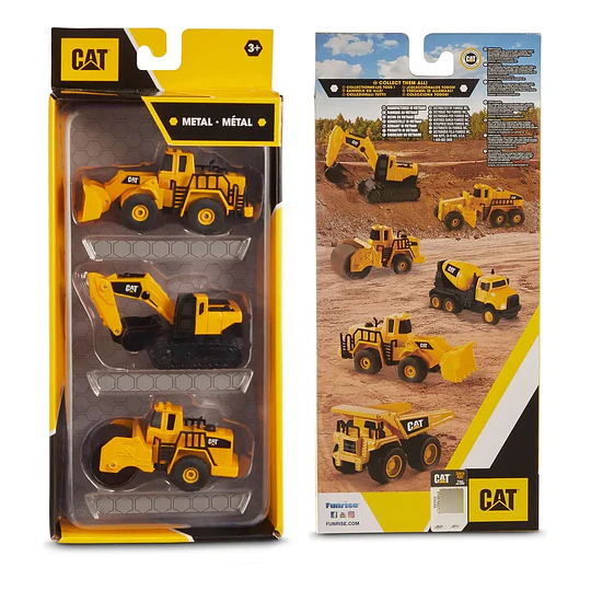 Set de 3 Vehículos de Maquinaria Caterpillar Die-Cast (Playfun)