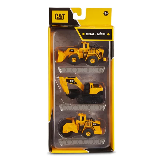 Set de 3 Vehículos de Maquinaria Caterpillar Die-Cast (Playfun)