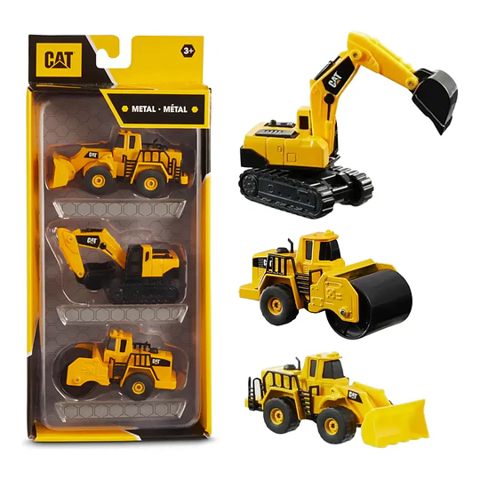 Set de 3 Vehículos de Maquinaria Caterpillar Die-Cast (Playfun)