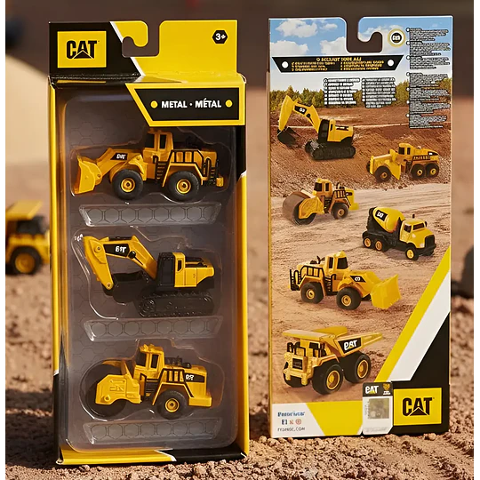 Set de 3 Vehículos de Maquinaria Caterpillar Die-Cast (Playfun)