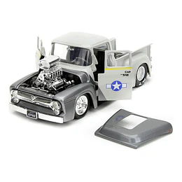 Camioneta Ford F-100 1956 Guile - Street Fighter con Figura | Jada Toys Escala 1:24 | Metal Die-Cast