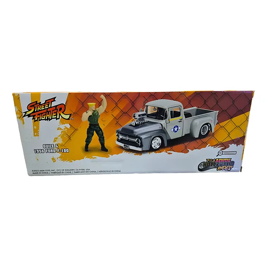 Camioneta Ford F-100 1956 Guile - Street Fighter con Figura | Jada Toys Escala 1:24 | Metal Die-Cast