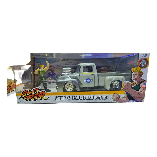 Camioneta Ford F-100 1956 Guile - Street Fighter con Figura | Jada Toys Escala 1:24 | Metal Die-Cast