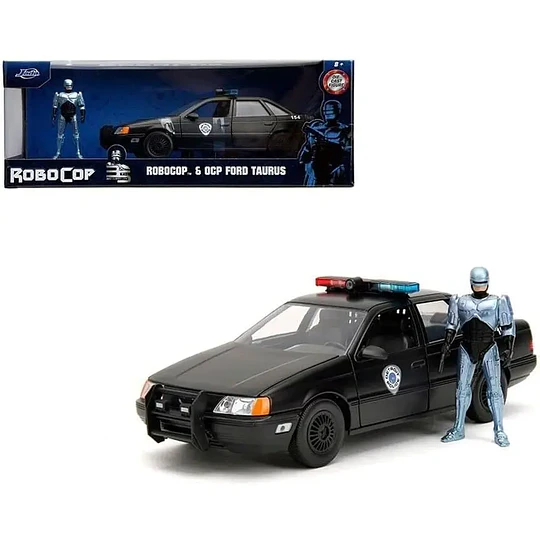 Patrulla OCP Ford Taurus con Figura de RoboCop | Jada Toys Escala 1:24 | Metal Die-Cast
