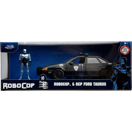 Patrulla OCP Ford Taurus con Figura de RoboCop | Jada Toys Escala 1:24 | Metal Die-Cast