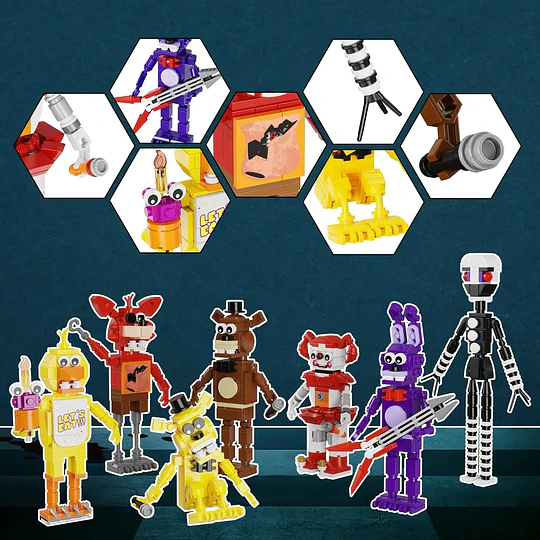 Set de Construcción FNAF Ultimate Custom Night | VLOTVFP 696 Piezas | 7 Figuras Animatrónicas