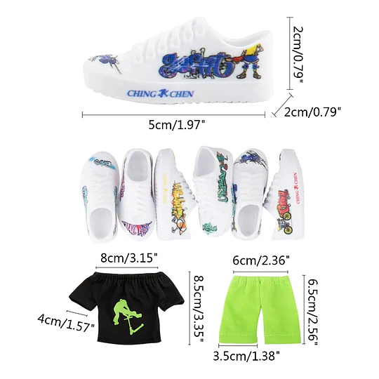 Set Finger Scooter (Mini Scooter) | Incluye Ropa Urbana para Dedos y Zapatillas | Juguete de Trucos