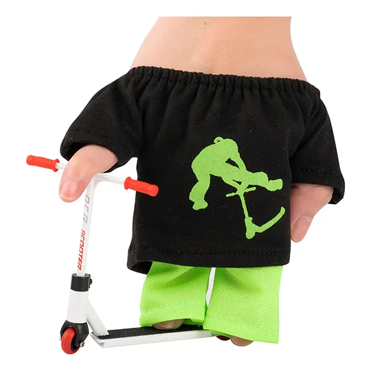 Set Finger Scooter (Mini Scooter) | Incluye Ropa Urbana para Dedos y Zapatillas | Juguete de Trucos