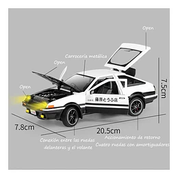 Automóvil a Escala AE86 Trueno (Initial D) | Escala 1:24 | Metal Die-Cast con Luces y Apertura Total
