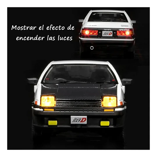 Automóvil a Escala AE86 Trueno (Initial D) | Escala 1:24 | Metal Die-Cast con Luces y Apertura Total