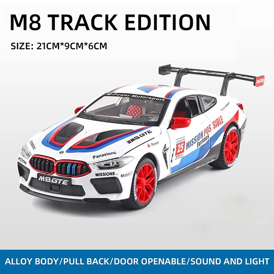 Automóvil a Escala BMW M8 GTE Racing | Escala 1:24 | Metal Die-Cast de Competición