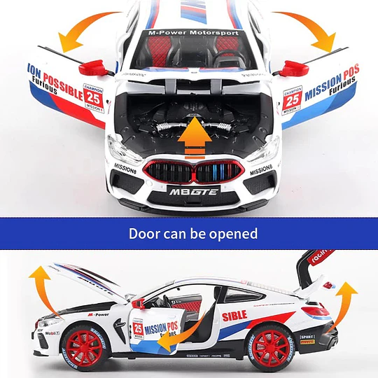 Automóvil a Escala BMW M8 GTE Racing | Escala 1:24 | Metal Die-Cast de Competición