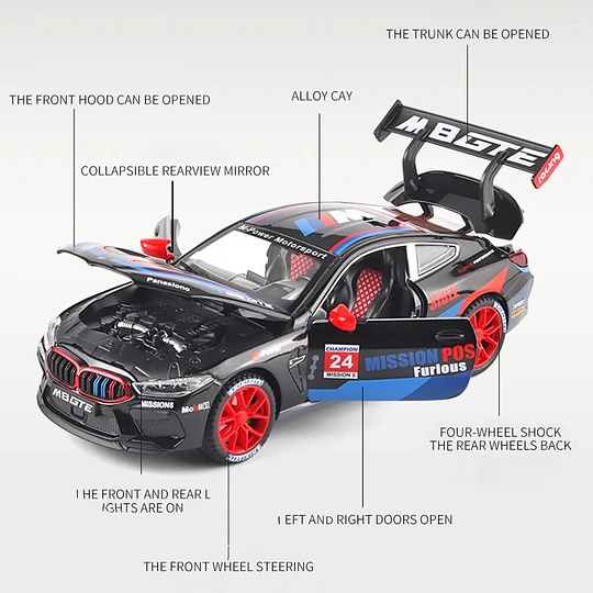 Automóvil a Escala BMW M8 GTE Racing | Escala 1:24 | Metal Die-Cast de Competición