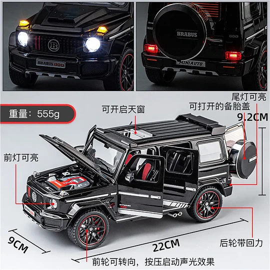 amioneta a Escala Mercedes-Benz Clase G | Escala 1:24 | Metal Die-Cast con Apertura Total | 4 Colores