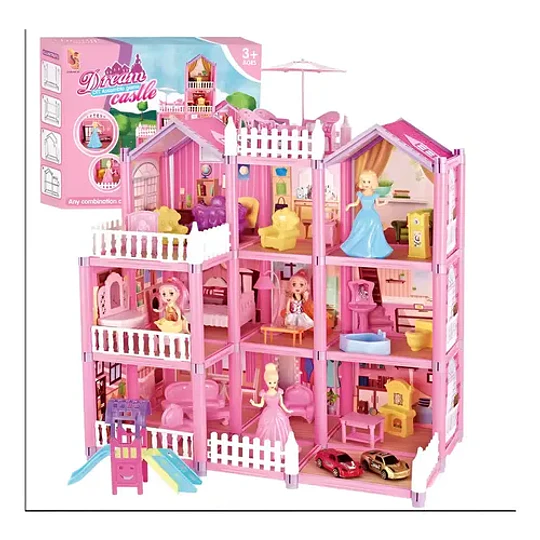 Casa De Muñecas 220 Pcs Armable C/ Accesorios Para Amoblar