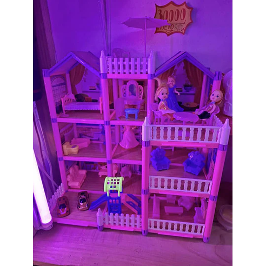 Casa De Muñecas 220 Pcs Armable C/ Accesorios Para Amoblar